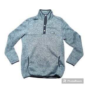 Simply Southern Tried & True Collection gray pull over sweater with 1/4 snaps